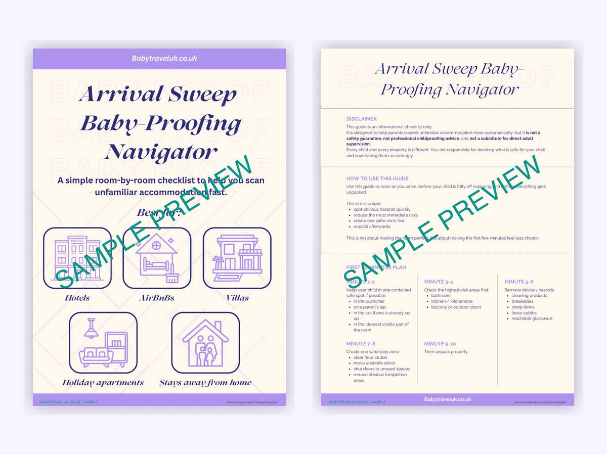 Sample pages from the Arrival Sweep Baby-Proofing Navigator
